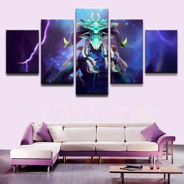 $US $10.40  Canvas Painting DOTA 2 5 Panel Braid Leshrac Thunder Game Poster Home Decor Print Pictures Modern W