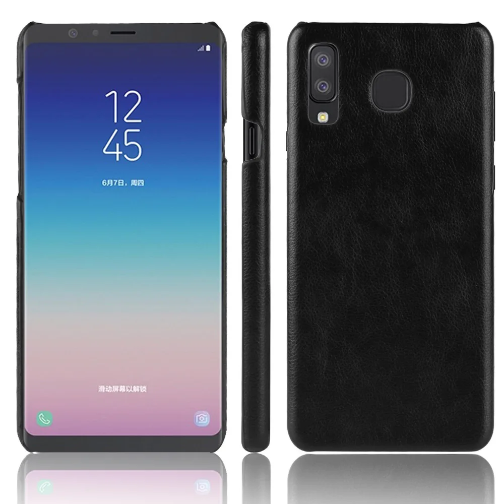 50PCS Luxury Ultra Thin Leather Litchi Case For Samsung GalaxyA8 Lite Business Style Case For Galaxy