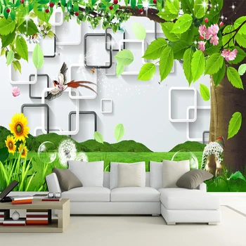 

Custom 3D Photo Wallpaper Modern Fashion Lattice 3D Tree Landscape Painting Sofa TV Background Wall Mural Wall Papers Home Decor