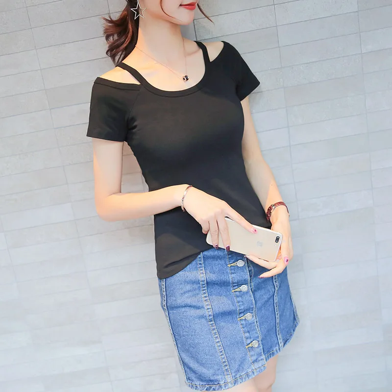 2018 Summer Luxury Designer Halter T Shirt Fashion Brand T-Shirt Women Short Sleeve