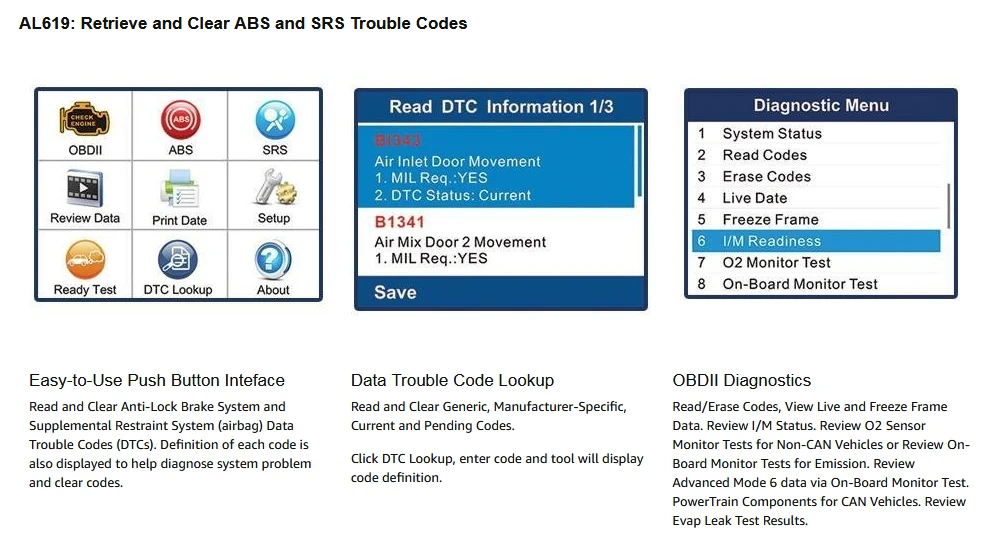 Autel AL519 AL619 OBD2 сканер диагностический инструмент автомобильный Сканнер для диагностики кода читатель Automotriz ABS, SRS Автомобильный сканер сканирующий инструмент