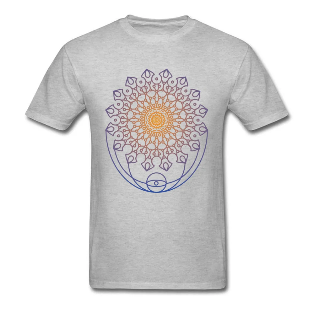 Round Collar inner mandala All Cotton Men T-Shirt Funny Short Sleeve Tops Shirt Fitted Design Clothing Shirt Wholesale inner mandala grey