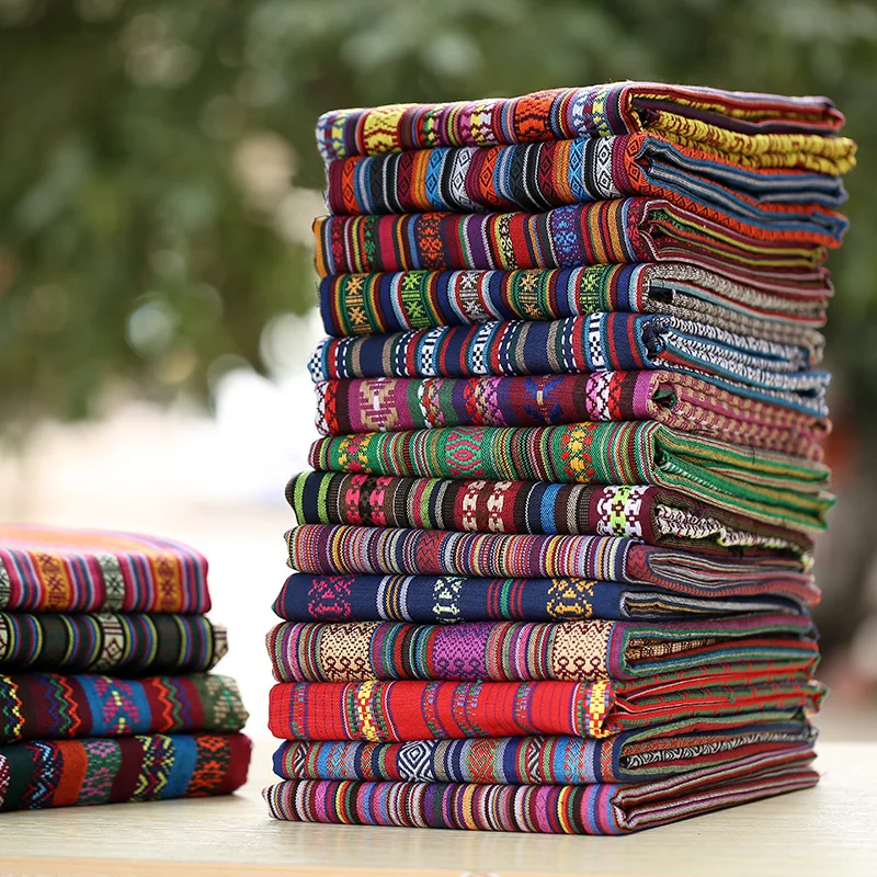 

1meter diy ethnic curtain cotton linen fabrics textile for patchwork tablecloths sofas sewing crafts materials cloth bag fabric