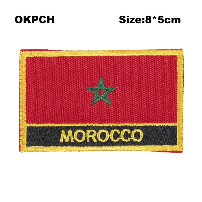 

Morocco Flag patcheswork fabric embroidery patch cutstom DIY stickers on clothing with iron PT0131-R