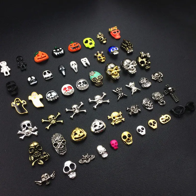 50pcs/lot metal halloween nail art decorations glitter 3d nail art