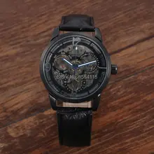 Горячая Победитель автоматические часы классический кожаный ремешок само ветер Скелет механические часы модный бренд наручные часы