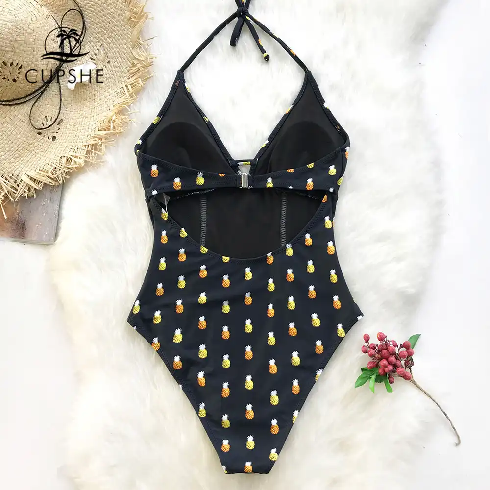 womens pineapple one piece swimsuit