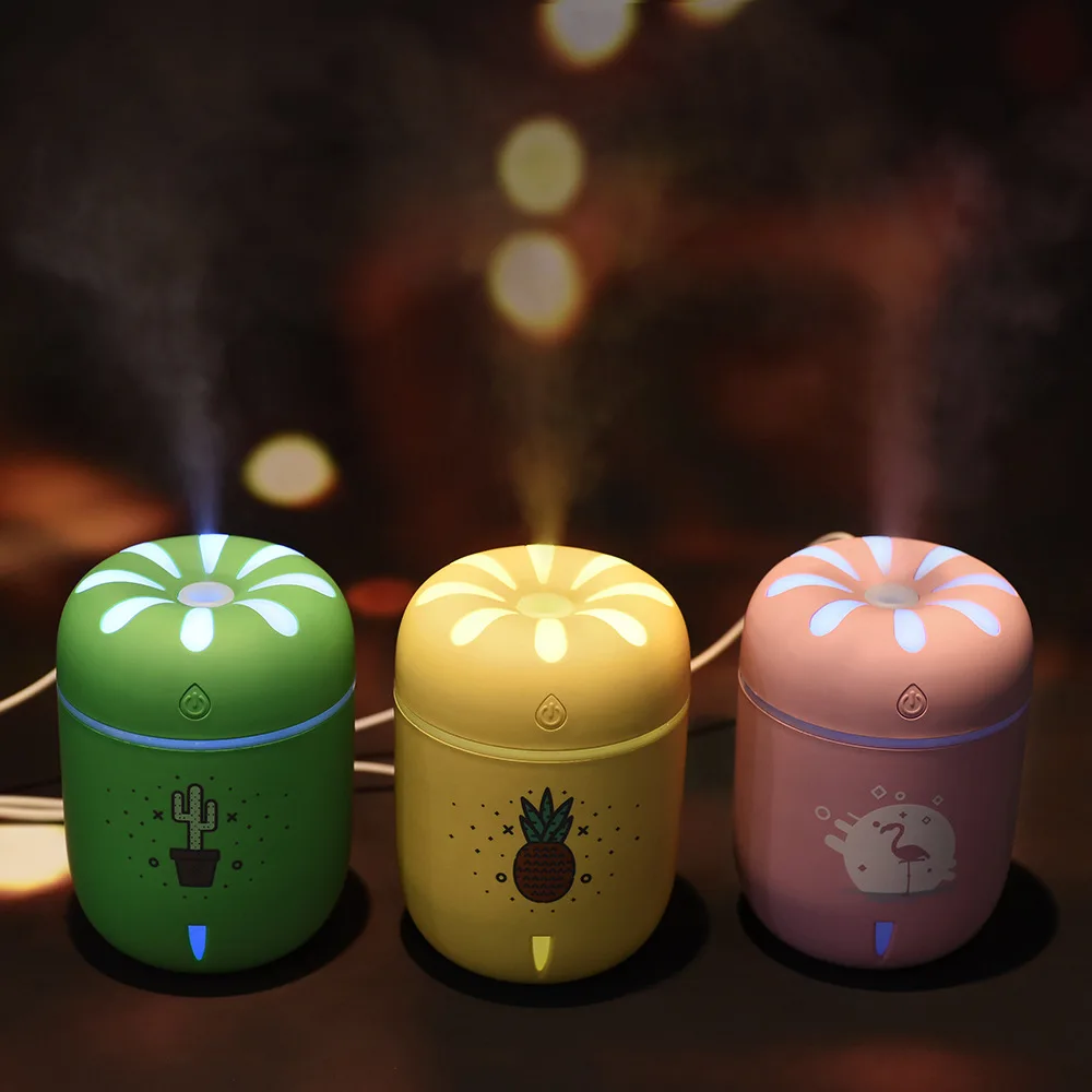 

220ml Ultrasonic Air Humidifier For Home Office Car Mini Aromatherapy Humidificador Mist Maker 7 Colors LED Aroma Light