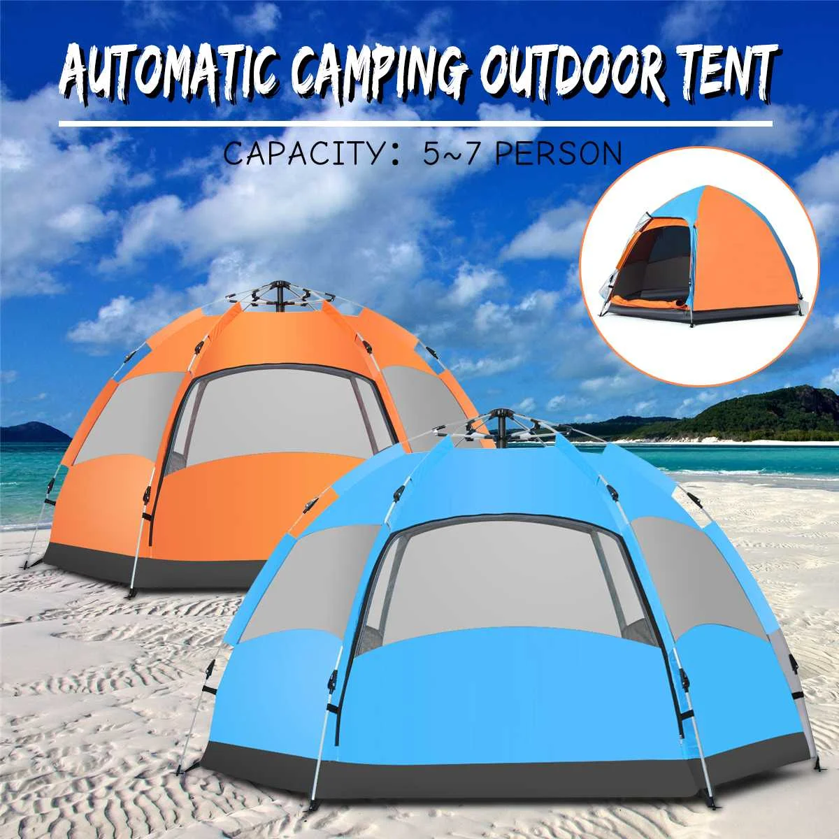 

DGODDE Waterproof 5-8 People Automatic Instant Pop Up Family Tent Camping Hiking Tent Anti UV Awning Tents Outdoor Sunshelter