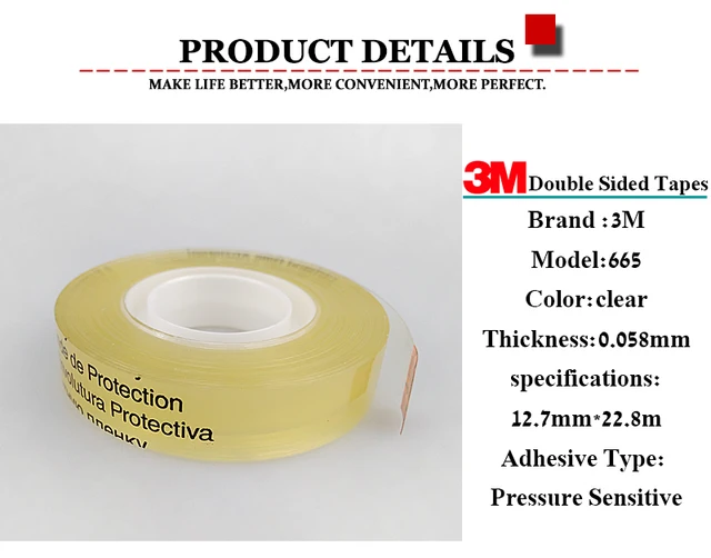 3m 665 Transparent Double-sided Tape Office Stationery High Adhesion No  Sustains And Firm Fixing Removable Repositionable - Tape - AliExpress
