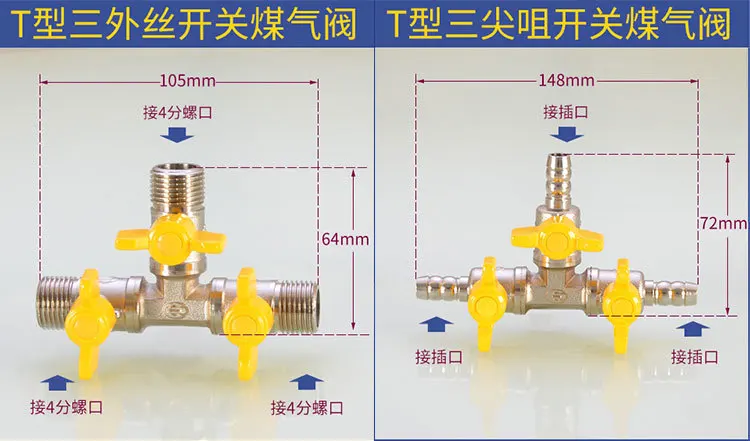 Медное покрытие DN20 Union тройник газовый клапан переключатель ...
