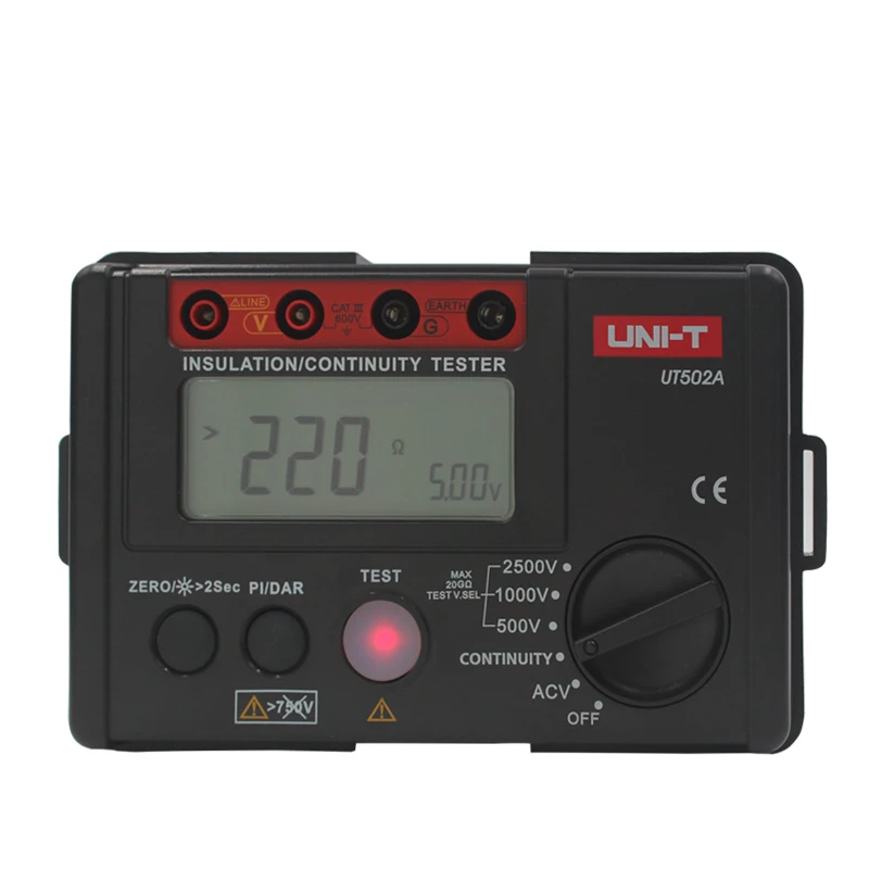 

UNI-T UT502A 2500V Insulation Resistance Testers Megohmmeter Voltmeter Continuity Tester megger w/LCD Backlight Diagnostic-tools