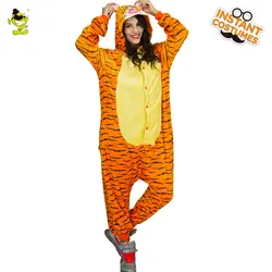 Высокое качество тигр пижамы женские милые пижамы костюмы карнавала для взрослых платье с капюшоном-до смешного Животного Пижамы для Для