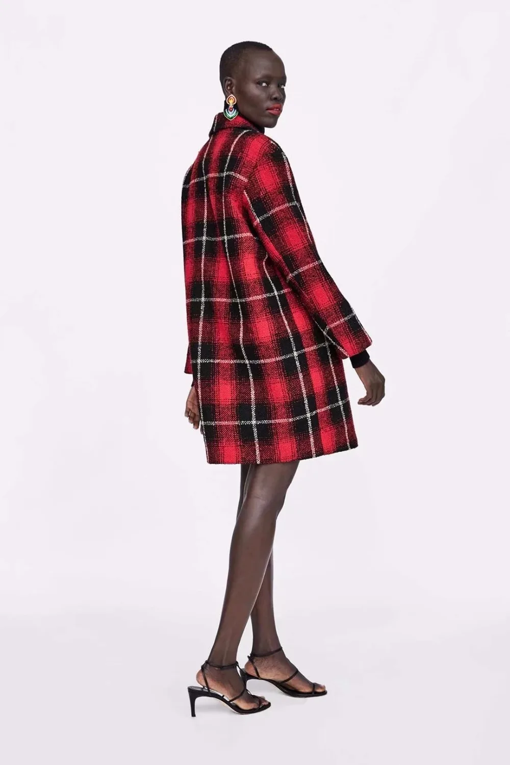 De Doule Bomber Poitrine 1005 Progressif 2018 Rouge Casaco Taille Changement La Flétri Laine Plaid Manteau Feminino Large Femmes Plus À UnvIqvWYF