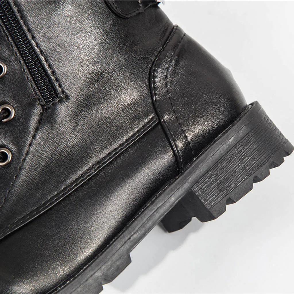 Женские ботинки военные женские ковбойские ботинки в римском стиле для верховой езды ботинки до середины икры на молнии г. Осенне-зимняя новая женская обувь