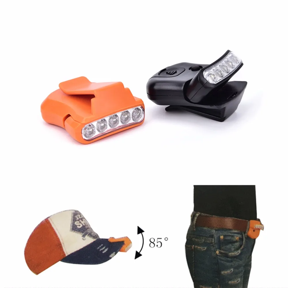 1Pc 5 LED Head Cap Hat Clip Light Lamp Flashlight For Hunting Fishing Headlamp 5*4.5cm