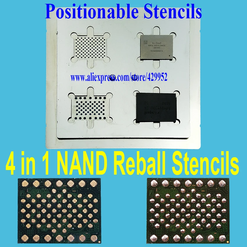

efix 4 in 1 IP NAND Flash BGA Position Reballing Stations Stencils Heat Gun for iPhone iPad PCIE HDD Chip IC Repair Tool Kits