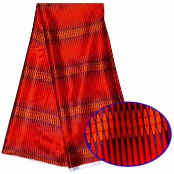 

newest african wax pattern stretch satin silk fabric nigerian ankara bright color wax pattern design Soft silk for dress 5yards