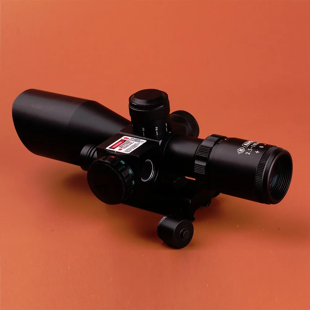 Tactical Hunting KANDAR 2.5-10X40 Red Green Illuminate Compact Rifle Scope w Integrated Red Laser Sight 11mm or 20mm Mount 6