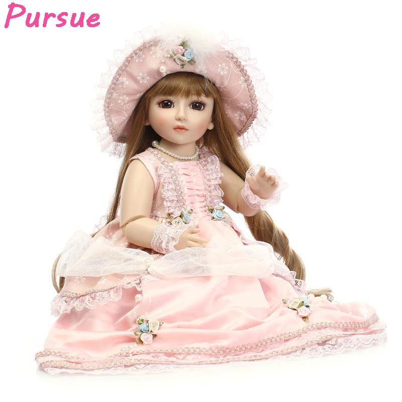 

Pursue 18 inch 45cm Doll Reborn BJD Blond Hair Brown Eyes BJD Silicone Reborn Dolls Toys for Children brinquedo bebes reborns