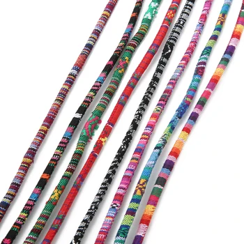 2 Meters/lot Ethnic Rope Cord 6mm Round Fabric Bohemian Cotton Cord Rope String for DIY Bracelet Necklace Jewelry Making Finding original uk fraser anti static cord rope length 10 meters 850 10