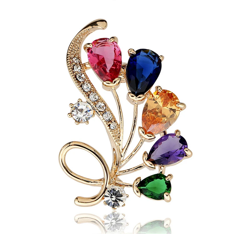 Colorful Austria Crystals Brooch Fine Jewelry Accessories Colorful
