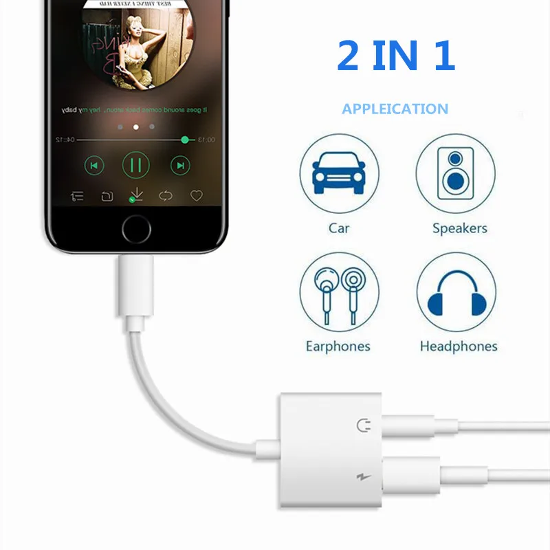 Goede 3.5mm Jack Audio line adapter Voor iphone 7 Hoofdtelefoon Adapter Naar 3.5mm Aux verlichting Voor iphone 8 7 Plus X XR XS Max 3.5mm Adapter