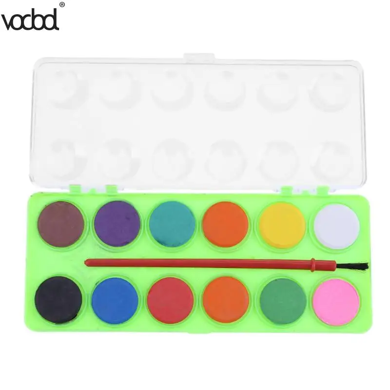 

12 Colors Solid Watercolor Paints Paintbrush Set Pigments Painting Brush for Children Kid DIY Art Painting Drawing Tools Kit