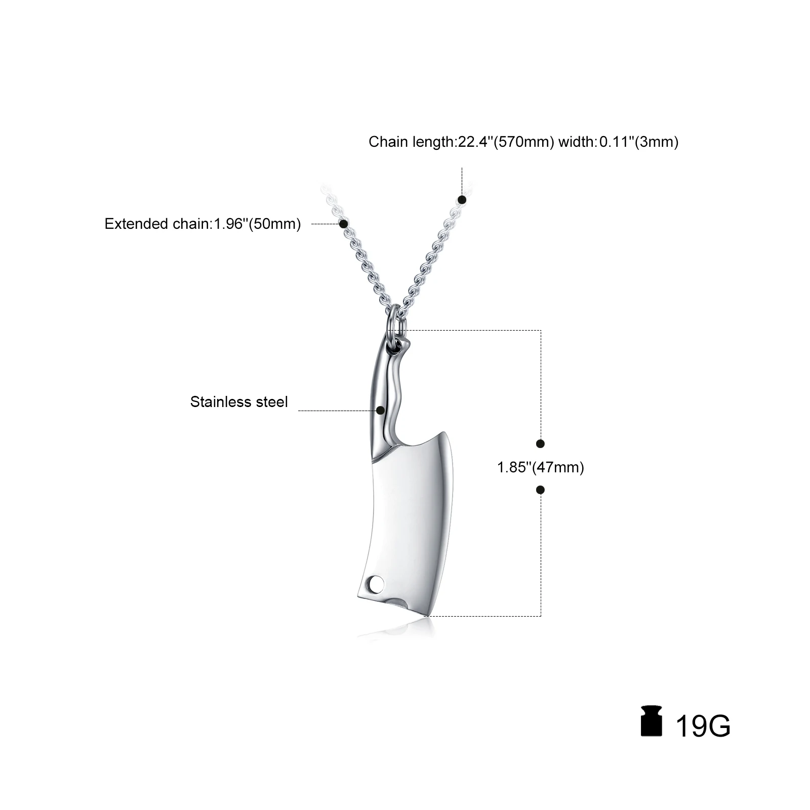 Цепочка с подвеской в виде охотничьего ножа из нержавеющей стали 316L|chain link bracelet