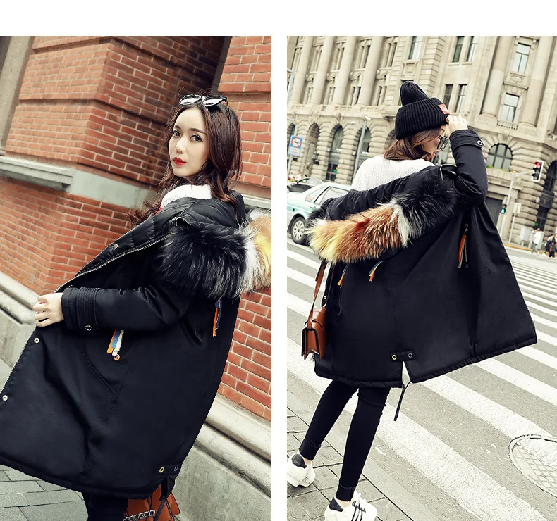 AYUNSUE, лидер продаж, зимние женские пальто и куртки, пуховик на утином пуху, женское длинное легкое пальто с капюшоном из натурального меха енота, Mujer LX2308