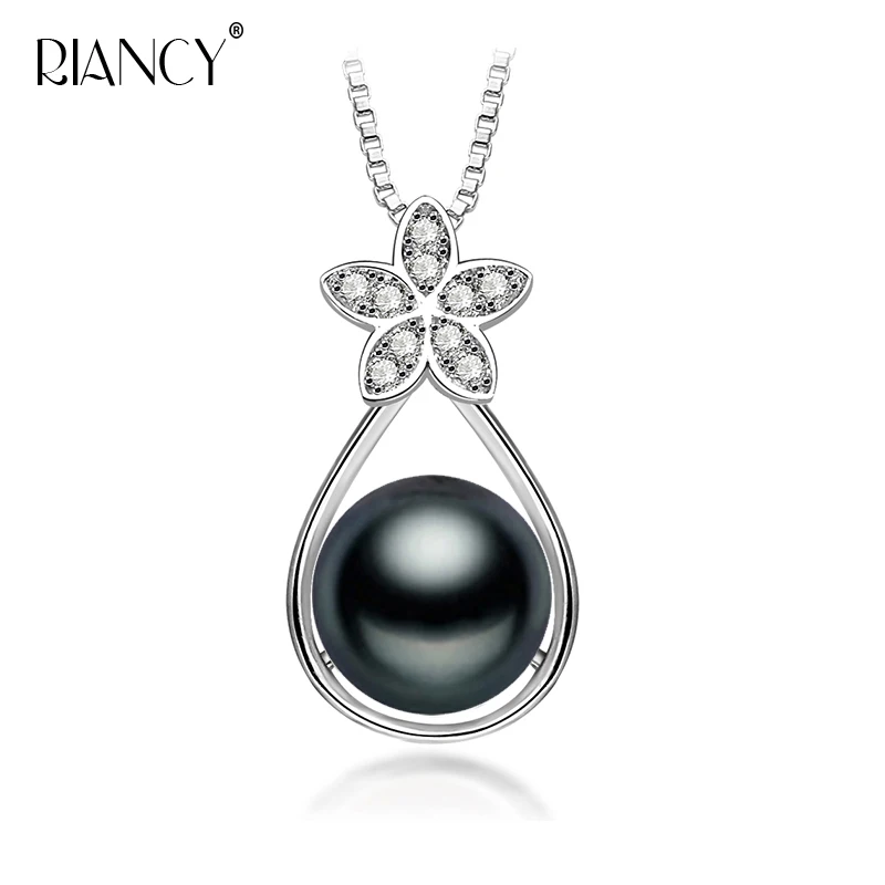 

New fashion Natural black pendant necklace with chain 10-11m big size freshwater pearl necklace pendant.