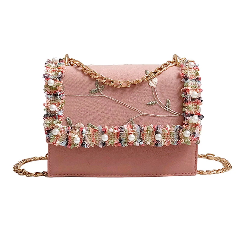 

Women Fashion Pearl Lace Crossbody Bags Tote Ladies PU Leather Messenger Bag