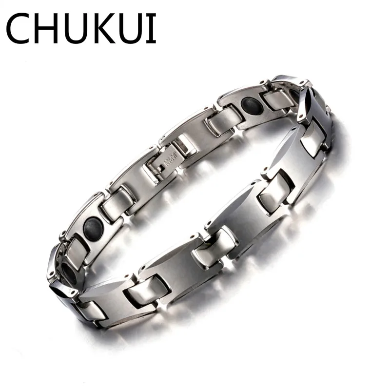 CHUKUI, Мужской элегантный хитовый браслет, серебряный, Вольфрамовая сталь, складные браслеты и браслеты, h-образная цепочка, магнитная пудра, ювелирное изделие