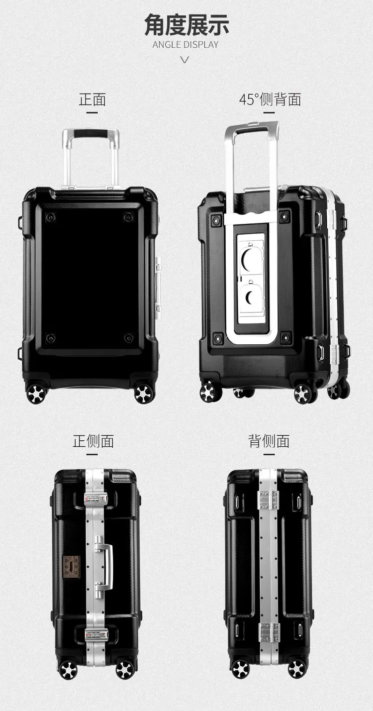 Качения Чемодан алюминиевая рама дорожного чемодана дорожные сумки женские чемодан на колёсиках 20 дюймов чемодан багажный 24/28 дюймов вести чемоданы