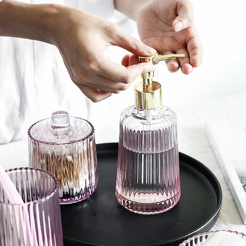 

Nordic Style 1 Piece Glass Lotion Bottle Portable Soap Dispenser Hotel Hand Soap Shower Gel Shampoo Bottle glass cotton swab box