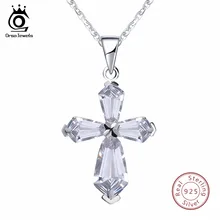 Orsa joyas genuino 925 mujeres colgante y collar con Cadena Cruz forma AAA CZ mujeres boda joyería SN66