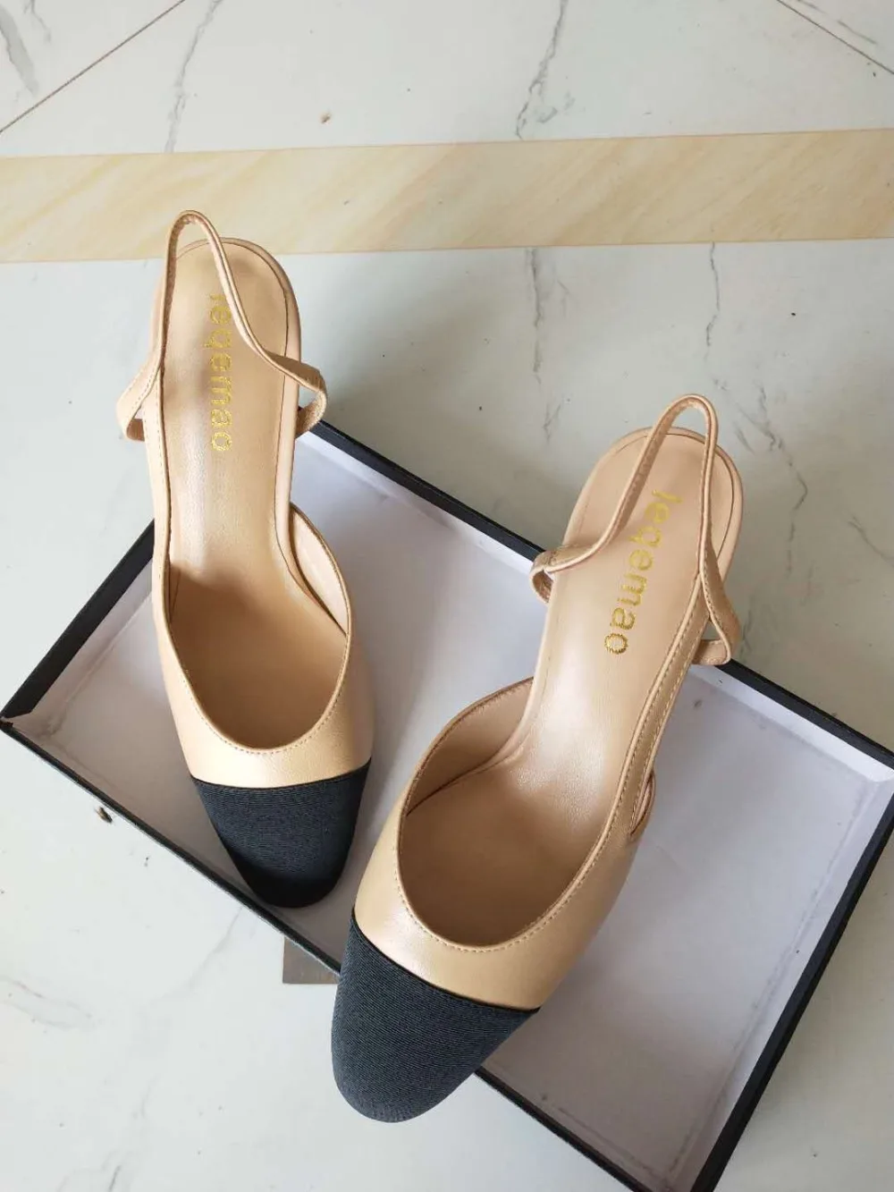 Beige Black Leather Gladiator Sandals Summer Office High Heels Shoes Woman Back Strap Pumps Casual Women Shoes Plus Size 35-41