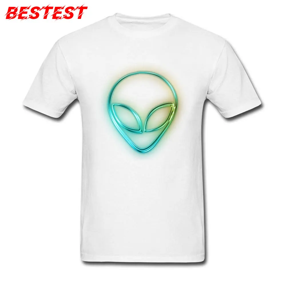 alien neon 081818 Comics Tshirts for Students 100% Cotton Labor Day Tops Shirt Family Tees Short Sleeve Company Crew Neck alien neon 081818 white
