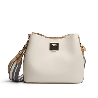 

NEW White Color Bucket Bag with New Korean Fashion All-match Women PU Leather Handbgs Crossbody Shoulder Messenger Bags