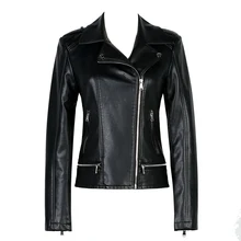 Женские кожаные куртки, весна, новые женские Куртки из искусственной кожи, короткие тонкие уличные пальто на молнии, женская верхняя одежда