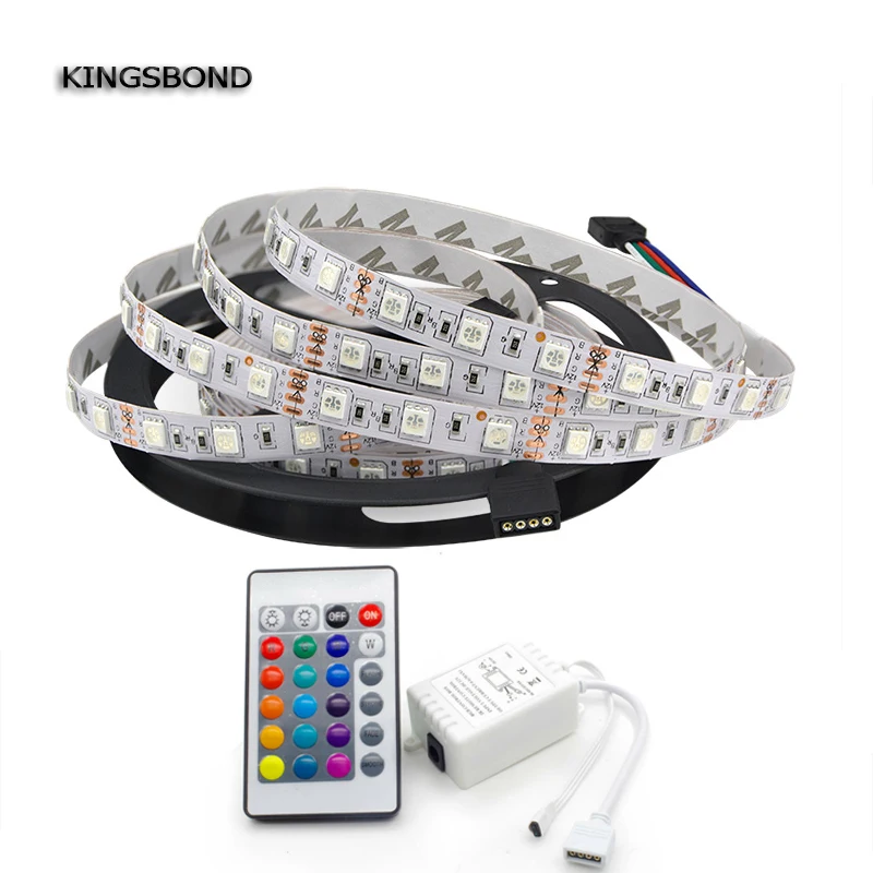 

LED Strip Light RGB 5050 fiexble Light 60LED 5M DC 12V led Strip Light ip20 ip65 waterproof with Led 24 keys Remote Controller