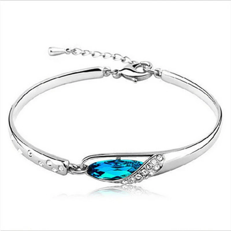 H: HYDE, Модные Ювелирные наборы для женщин, голубой кристалл, подвеска в виде бабочки, ожерелье, серьги-гвоздики, очаровательный браслет, подарок на день рождения