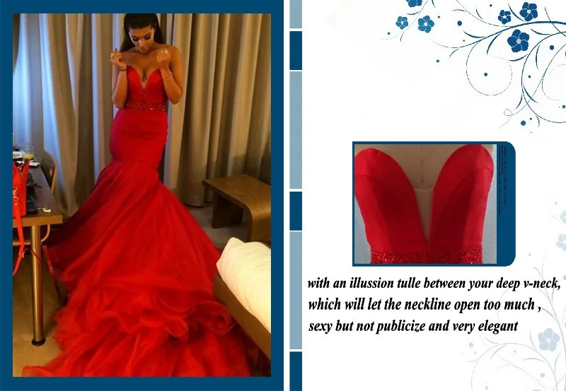 Hot Sale Evening Dresses Sweetheart Beading Red Mermaid Satin Long Train Weddings & Events Formal Gown Robe De Soiree