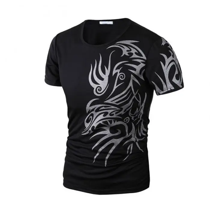 Модная Летняя мужская футболка с коротким рукавом и круглым вырезом узор в китайском стиле топы удобные мужские повседневные футболки KNG88
