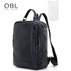 QiBoLu из натуральной кожи USB Порты и разъёмы рюкзак Для мужчин Bagpack для Путешествия ноутбука Sac Dos Homme Mochilas Hombre Mochila Masculina MBA74