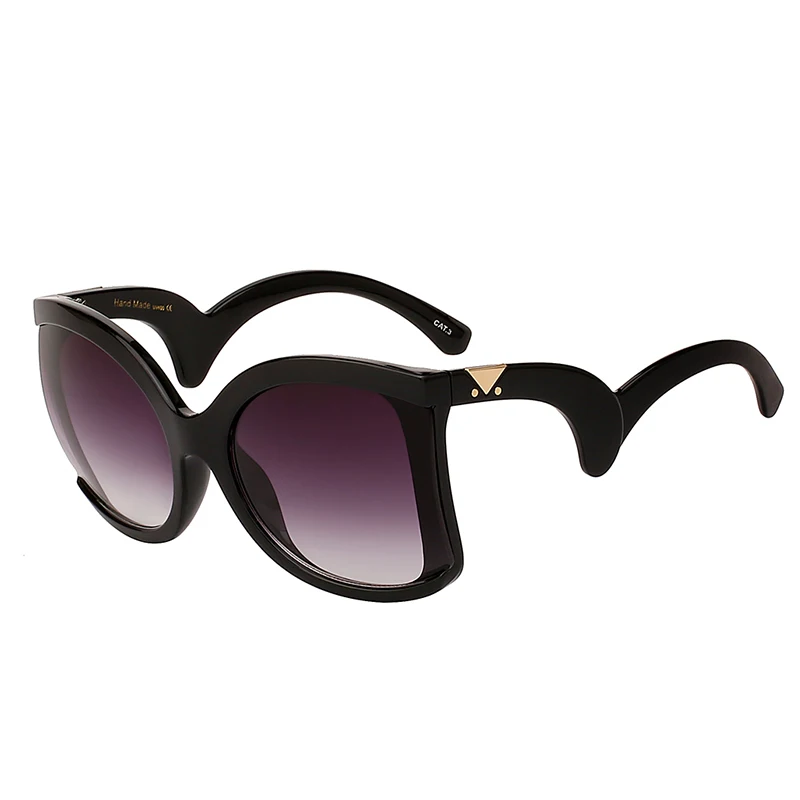 Женские квадратные солнцезащитные очки, женские роскошные брендовые дизайнерские негабаритные очки, женские солнцезащитные очки с градиентными линзами, большая оправа Oculos De Sol - Цвет линз: Black w smoke lens
