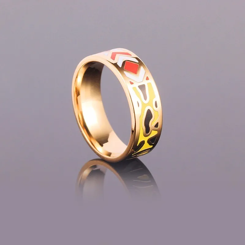 

2018 New Arrivals Promotion Enamel Jewelry Stainless Steel Fashion Style Rings For Women Vintage Ceramic Wedding Gift