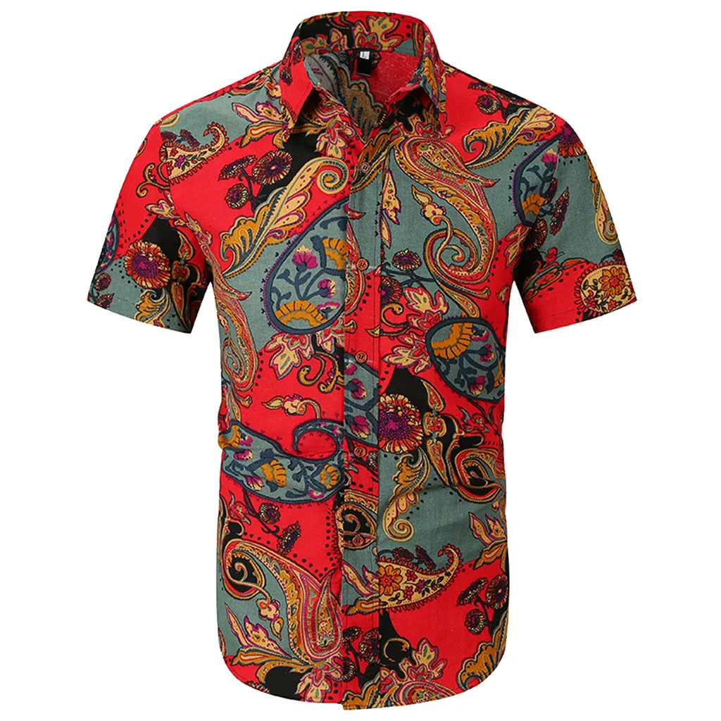 fashion Printed men shirt high quality Personality Men's shirts Short