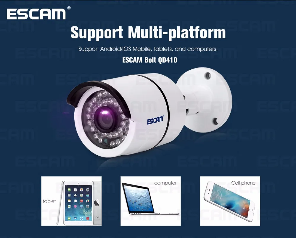 Escam Bolt QD410 IP камера 4MP H2.65 Onvif P2P IR наружная камера наблюдения, камера ночного видения, водонепроницаемая Ip66 CCTV камера