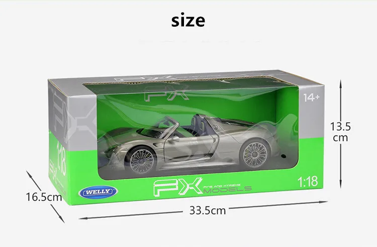 WELLY 1:18 Porsche 918 Spyder спортивный автомобиль машина литая модель машины Модель Коллекция игрушек инструменты